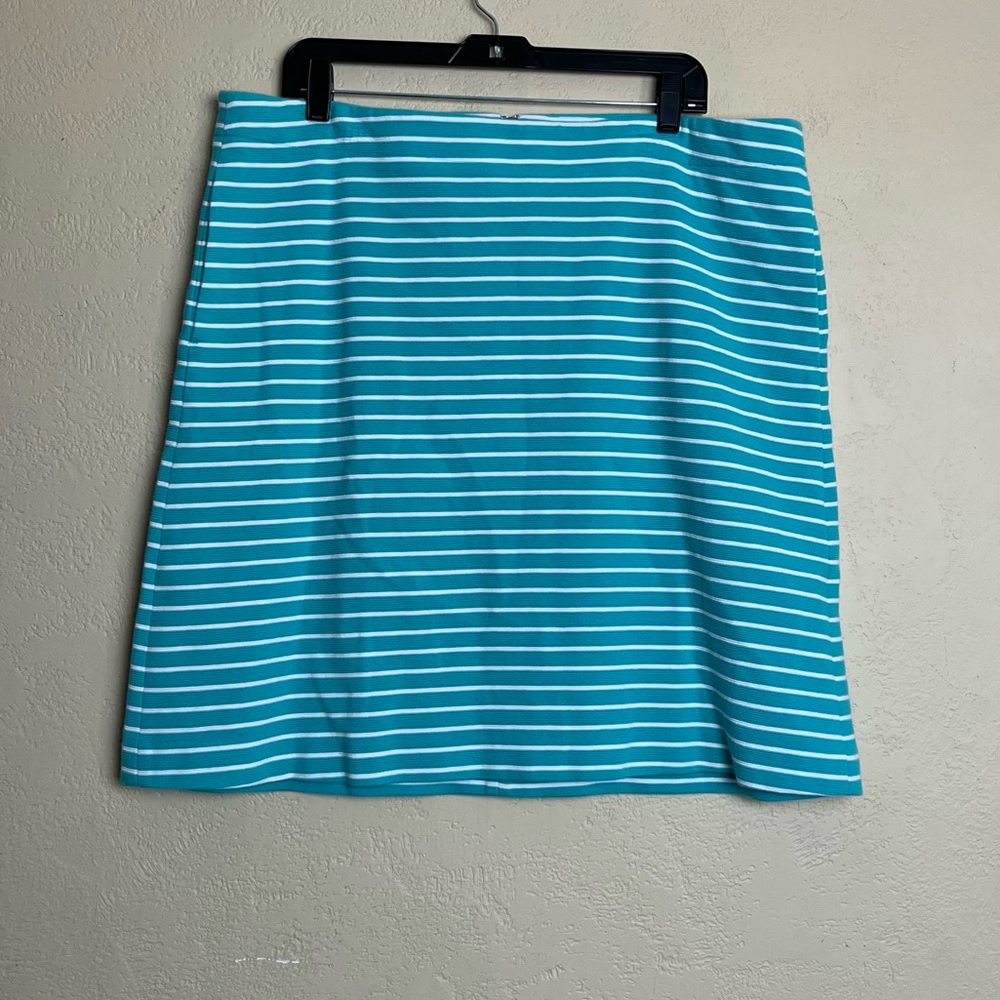Talbots Pencil‎ Pocket Skirt Women's Size 16 Blue White Striped Cotton Mid Rise